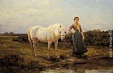 Famous Horse Paintings - Noonday taking a Horse to Water